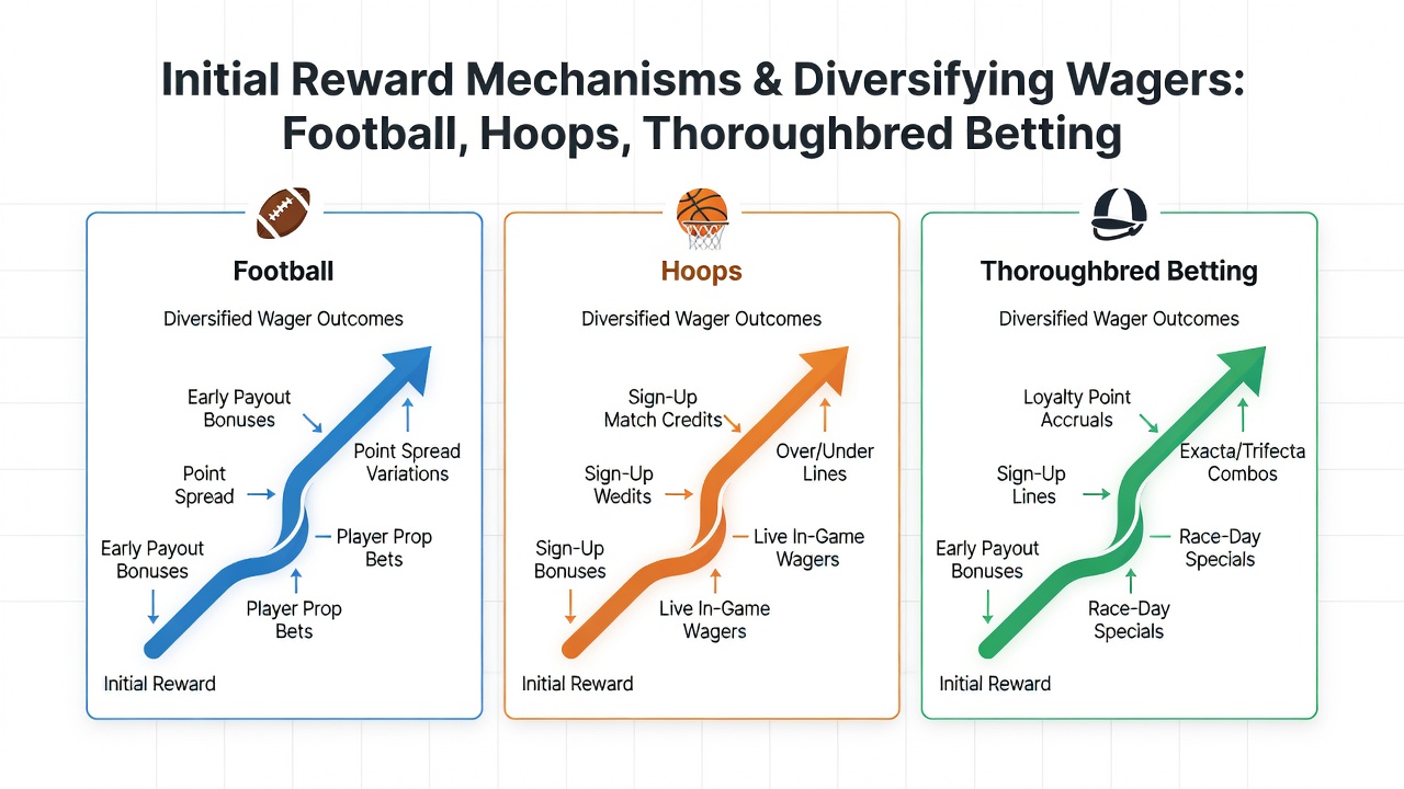 Chart showing diversification of wagers across football, hoops, and thoroughbreds driven by initial rewards