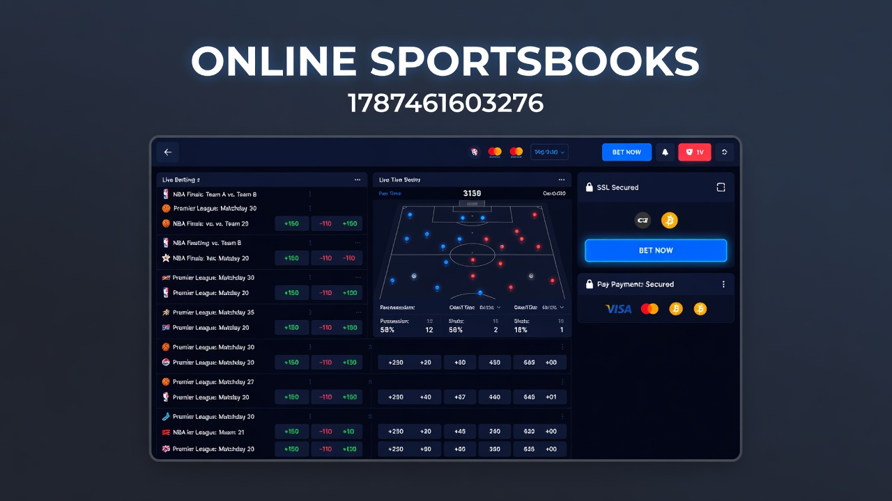 Detailed view of sportsbook dashboard with live odds and account features
