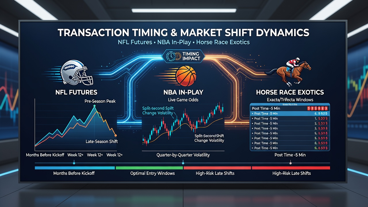 Diagram showing payment processing stages between different betting markets including timing checkpoints